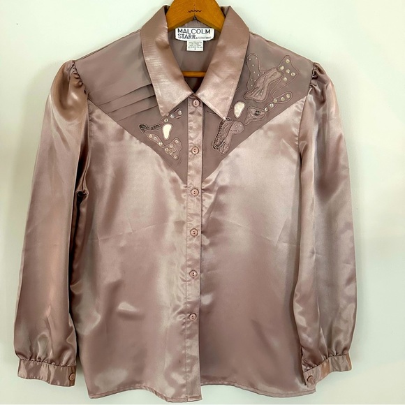 Vintage 80’s Malcolm Starr Western Blouse - Picture 1 of 9